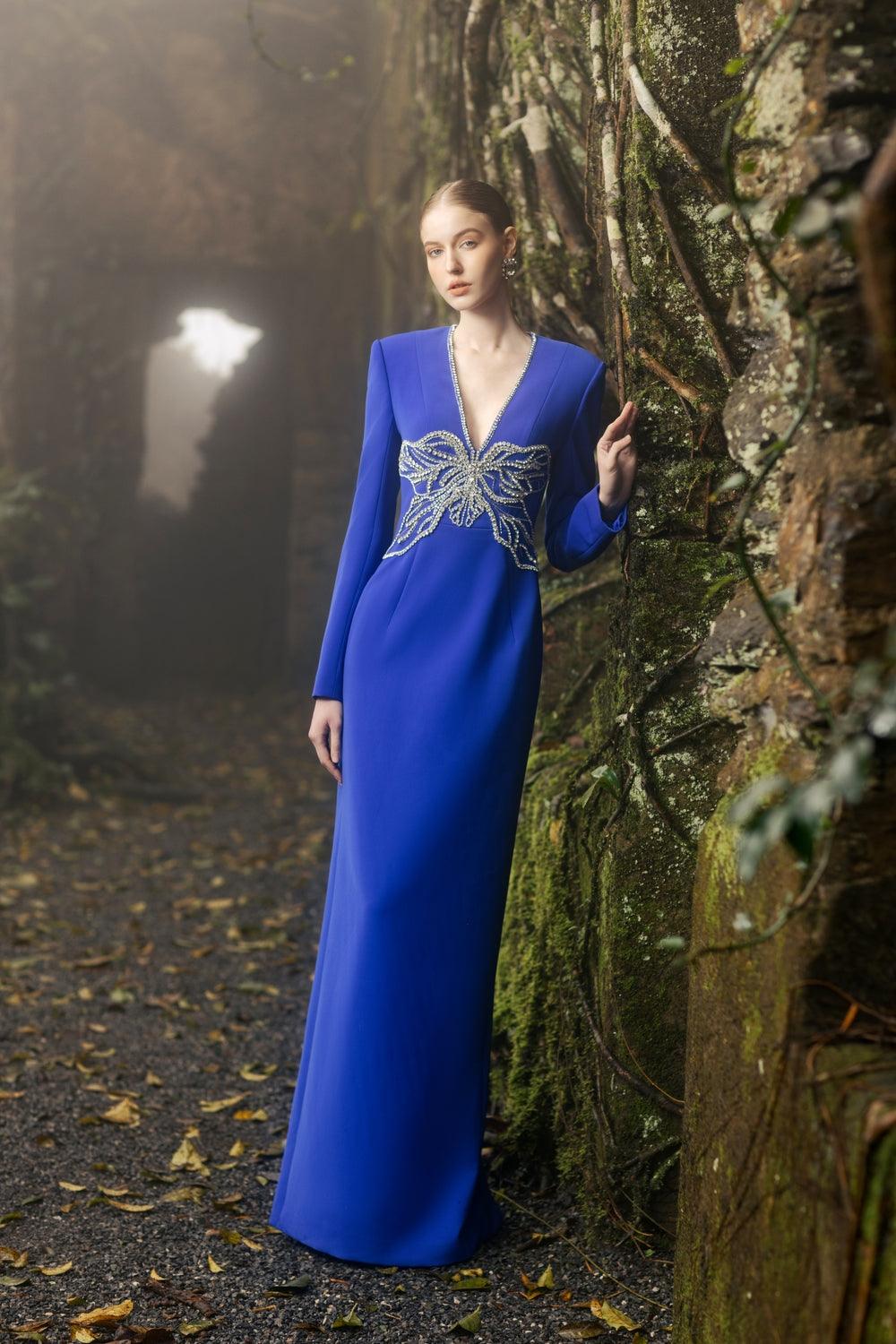 V-Neck Orchid Embellished Dress