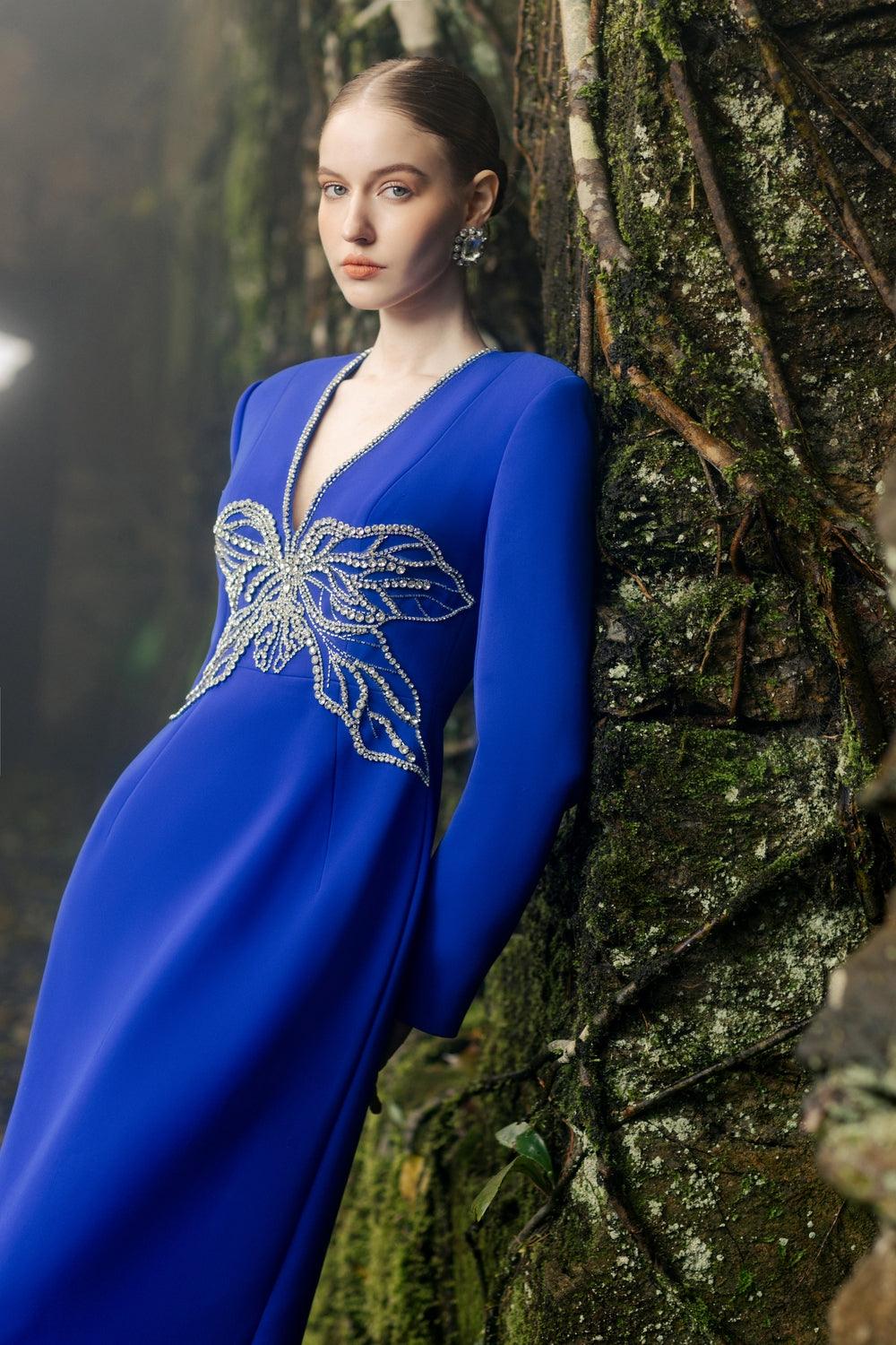 V-Neck Orchid Embellished Dress