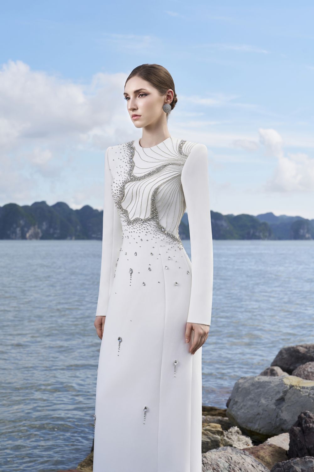 Floral Crystal Embellished Straight Dress