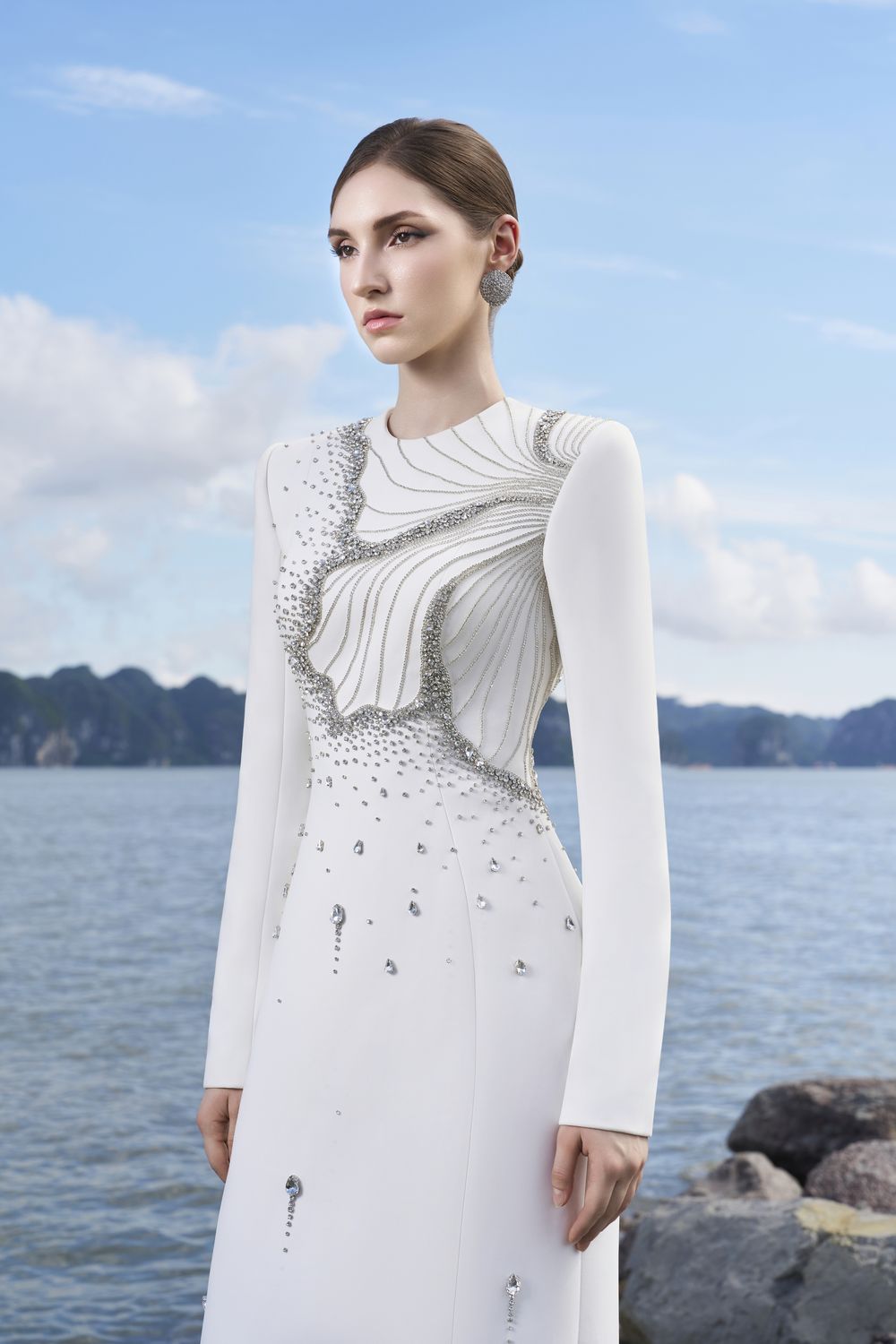 Floral Crystal Embellished Straight Dress