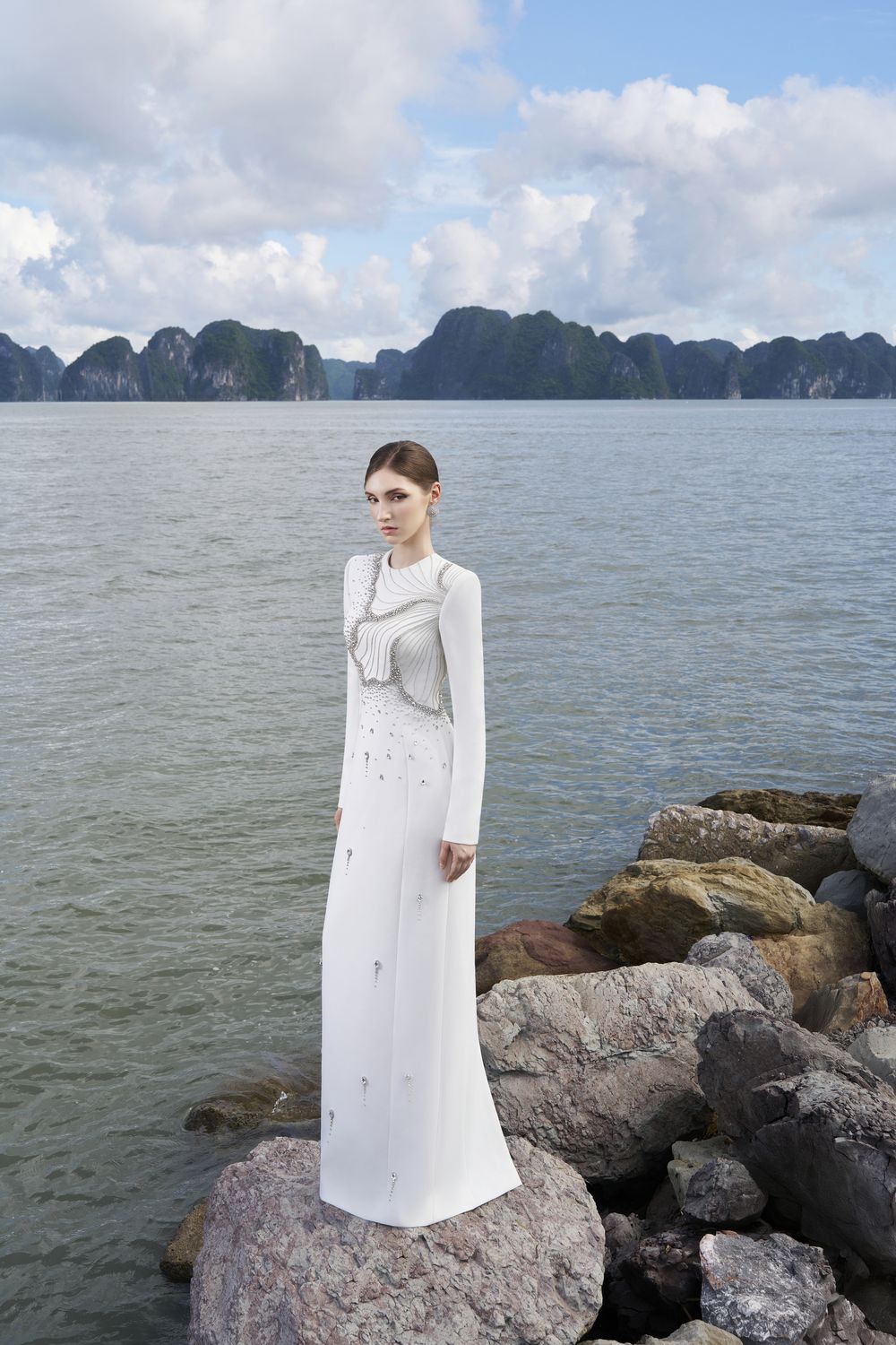 Floral Crystal Embellished Straight Dress