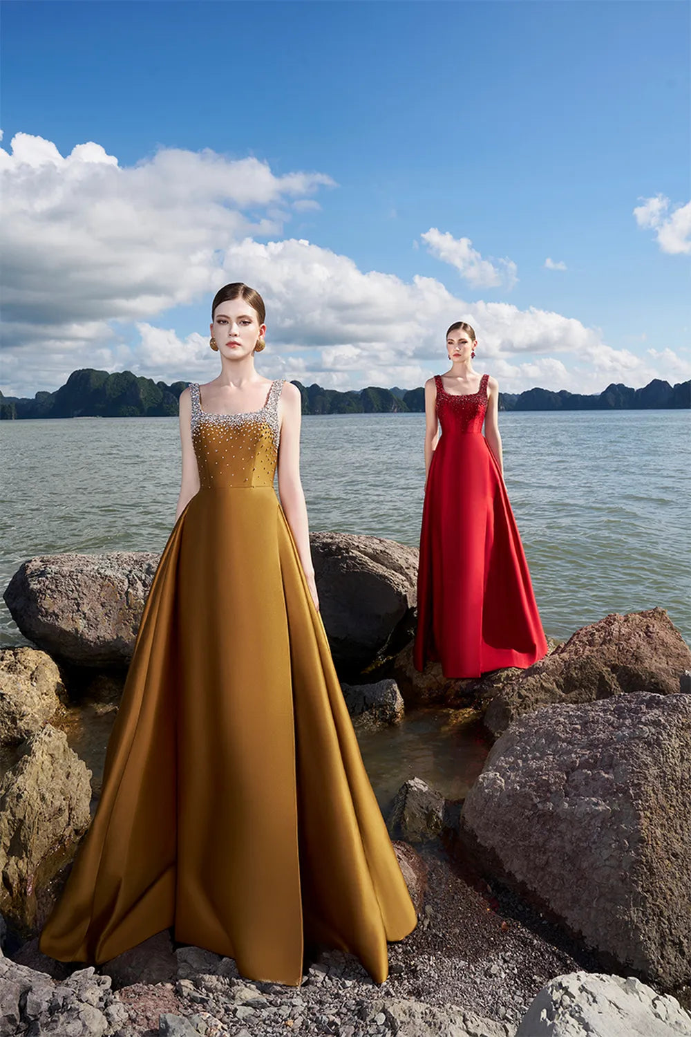 Strappy Square Neck Flared A-line Dress