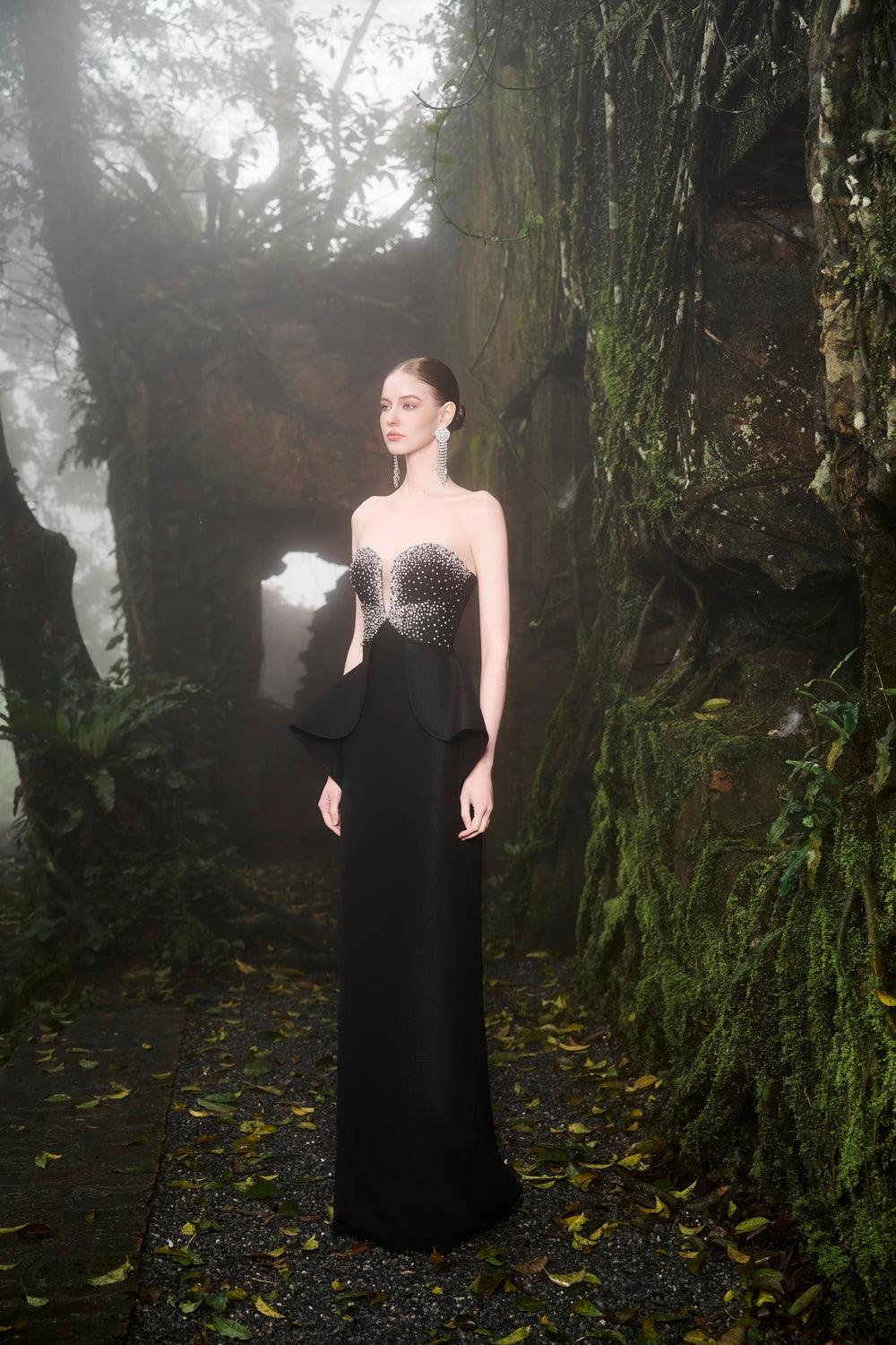 Crystal Strapless Peplum Dress