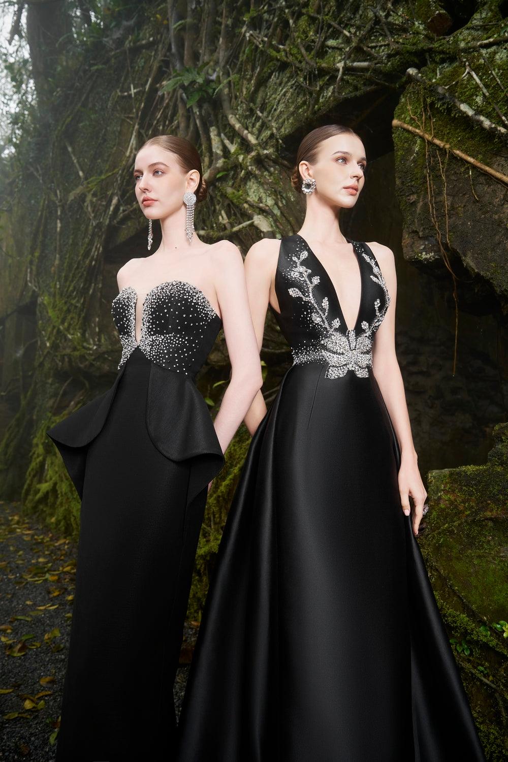 Crystal Strapless Peplum Dress