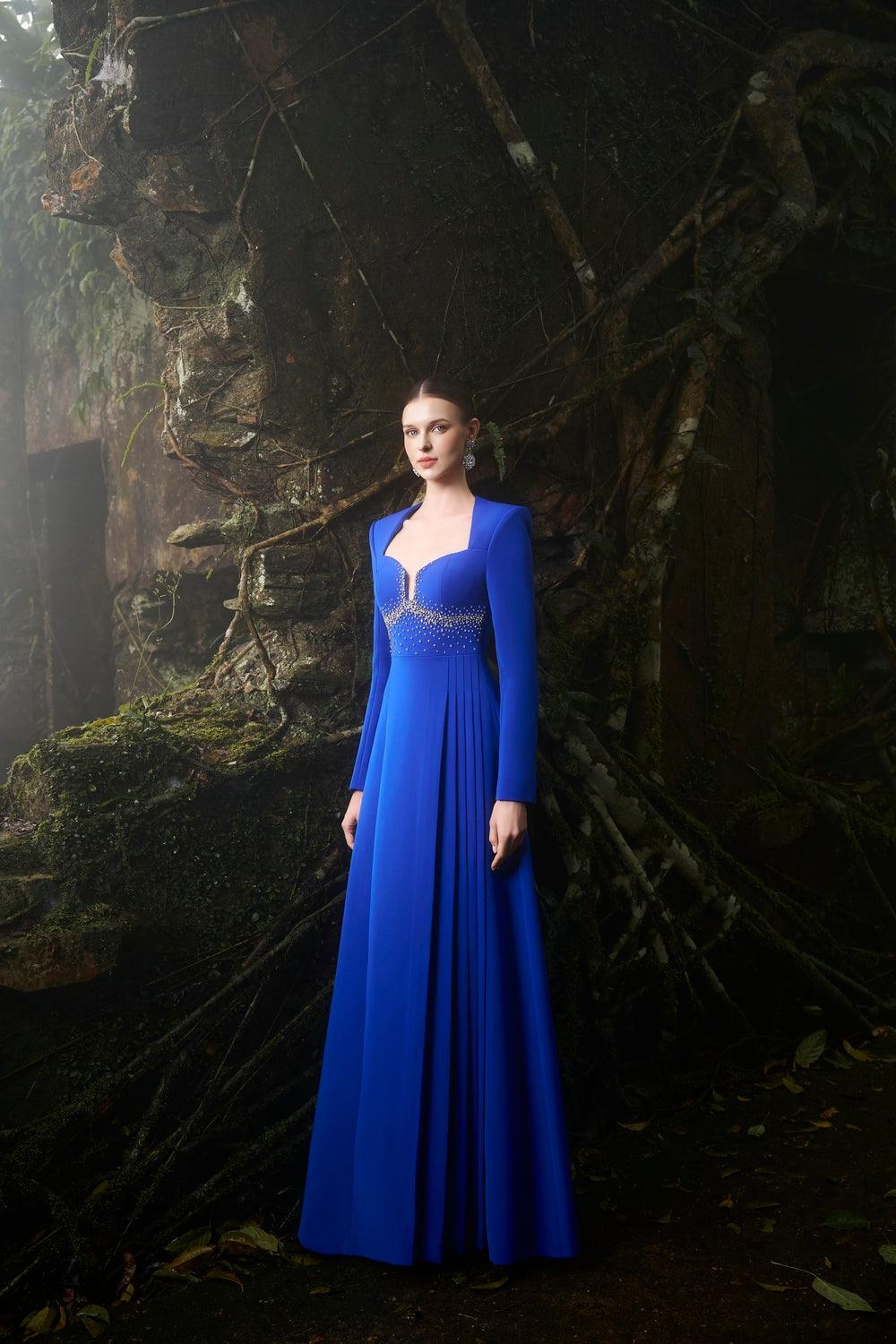 Anne Queen Neck Flared A-Line Dress