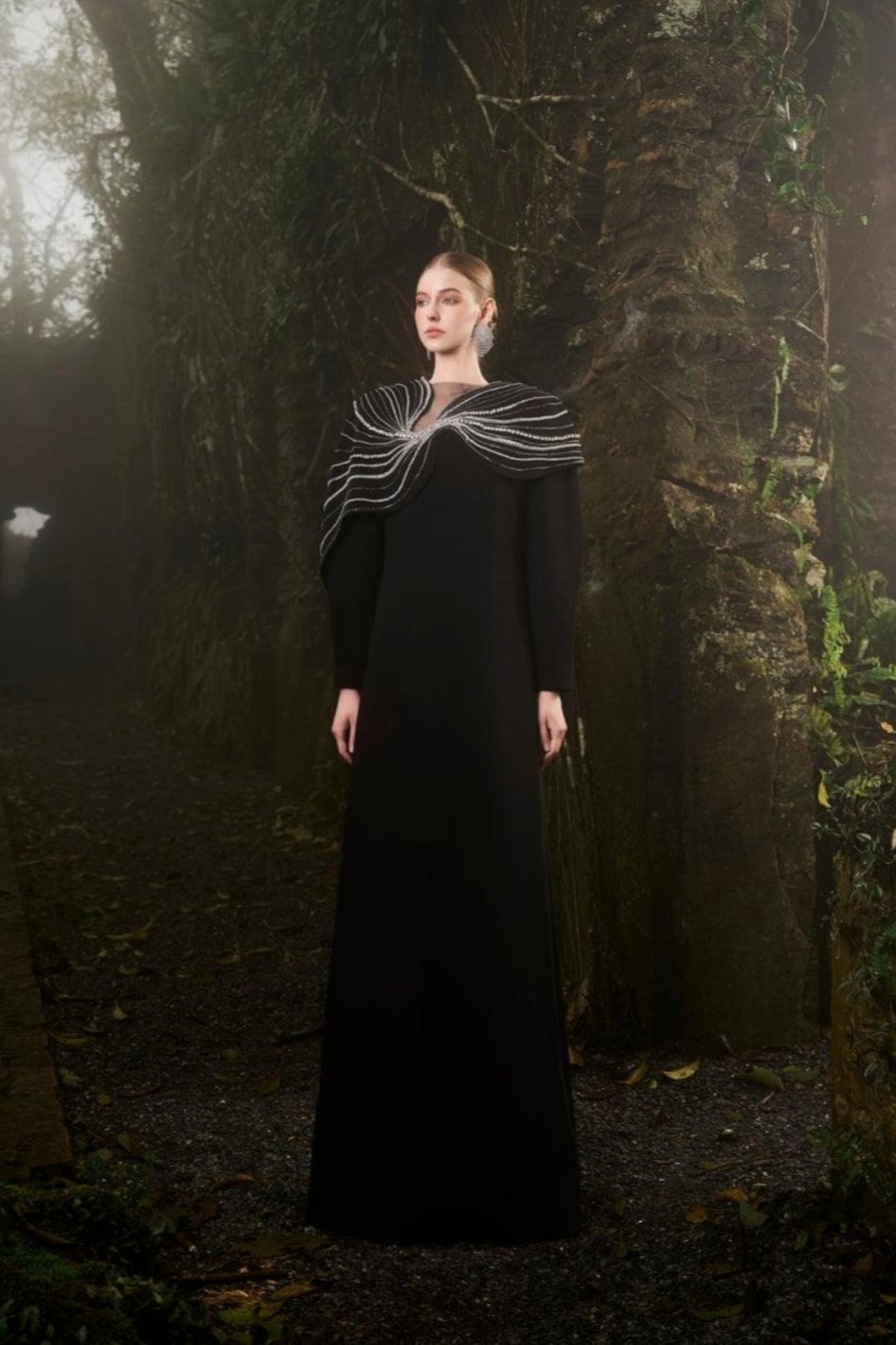 Wavy Orchid Shoulder Puffy Sleeves Dress