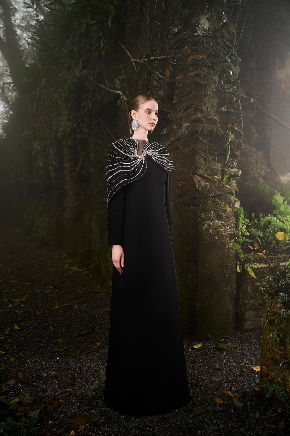 Wavy Orchid Shoulder Puffy Sleeves Dress