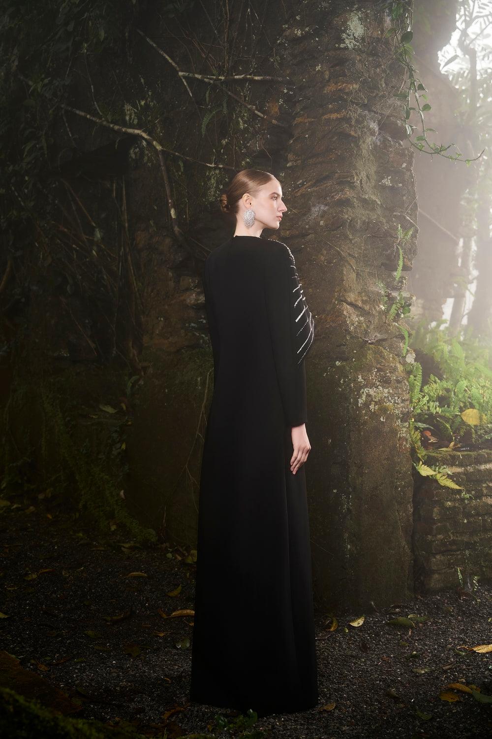 Wavy Orchid Shoulder Puffy Sleeves Dress