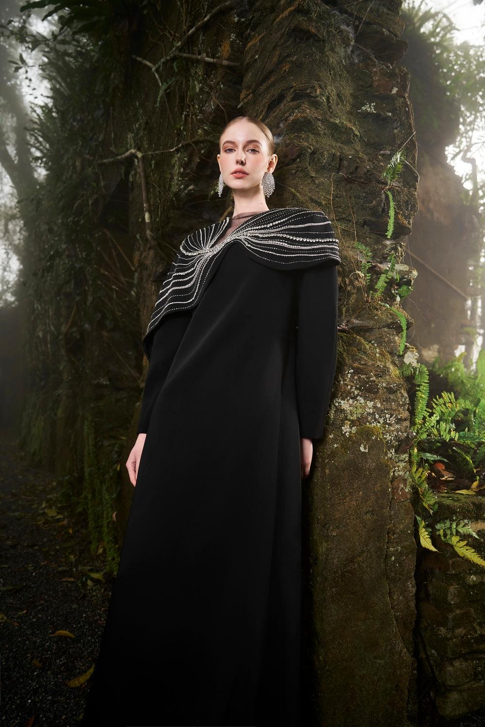 Wavy Orchid Shoulder Puffy Sleeves Dress