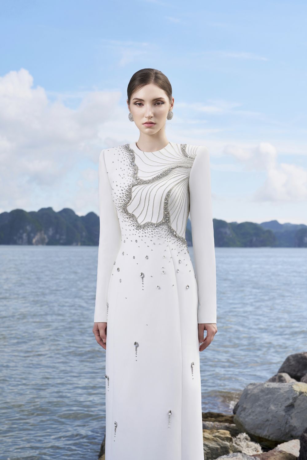 Floral Crystal Embellished Straight Dress