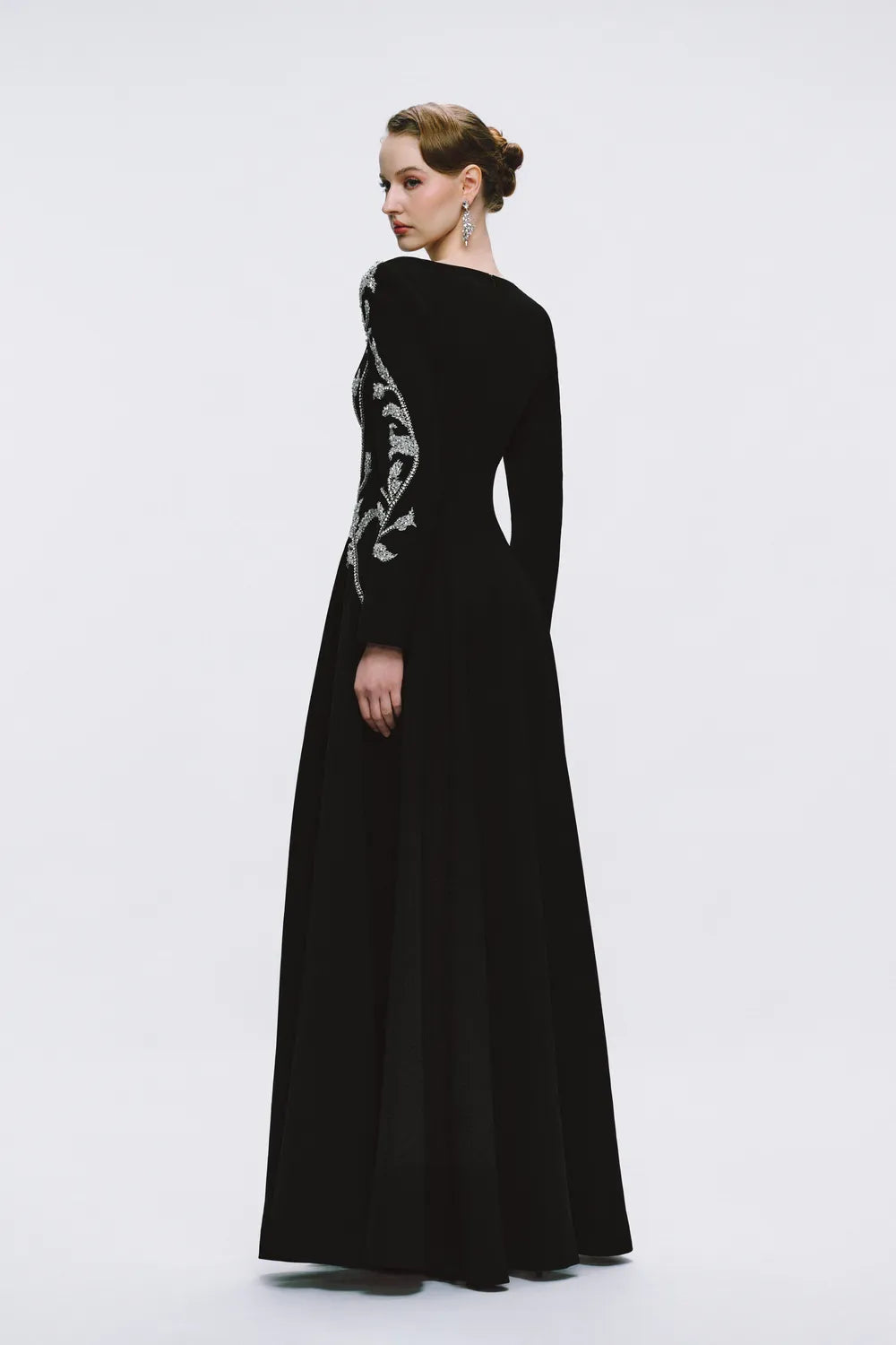 Symmetric Crystal Embellished Deep V-Chest Dress