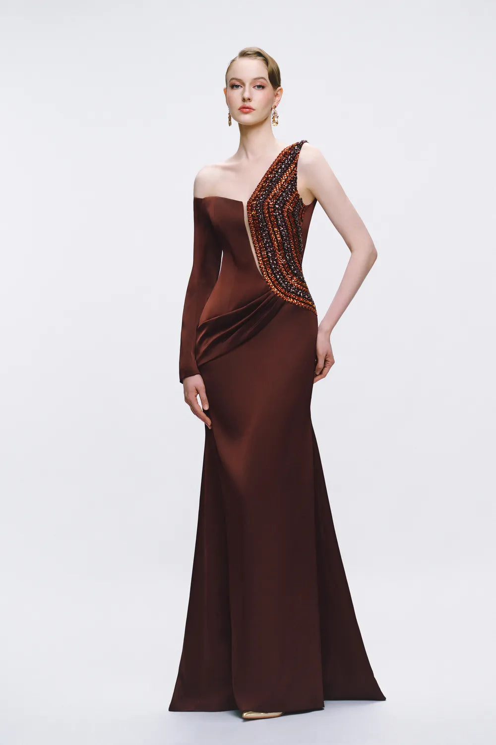 Symmetric Sleeve One Shoulder Dress