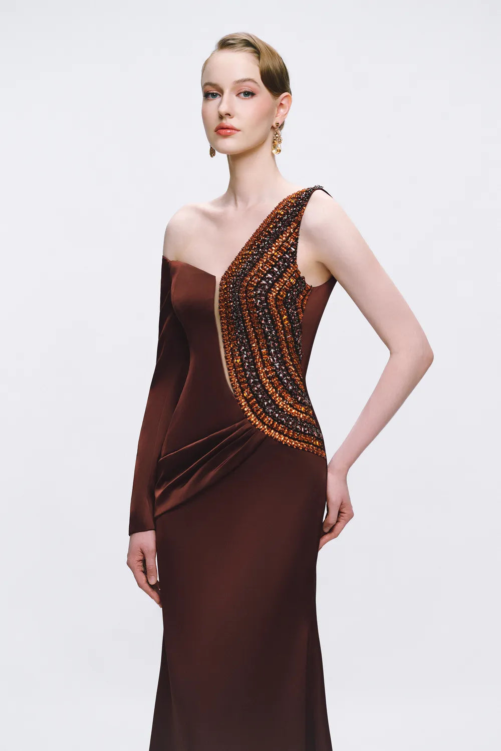 Symmetric Sleeve One Shoulder Dress