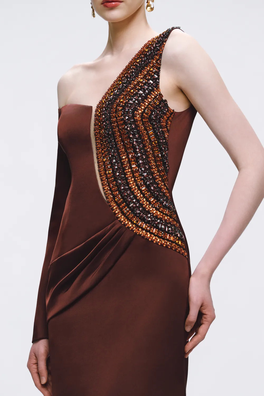 Symmetric Sleeve One Shoulder Dress