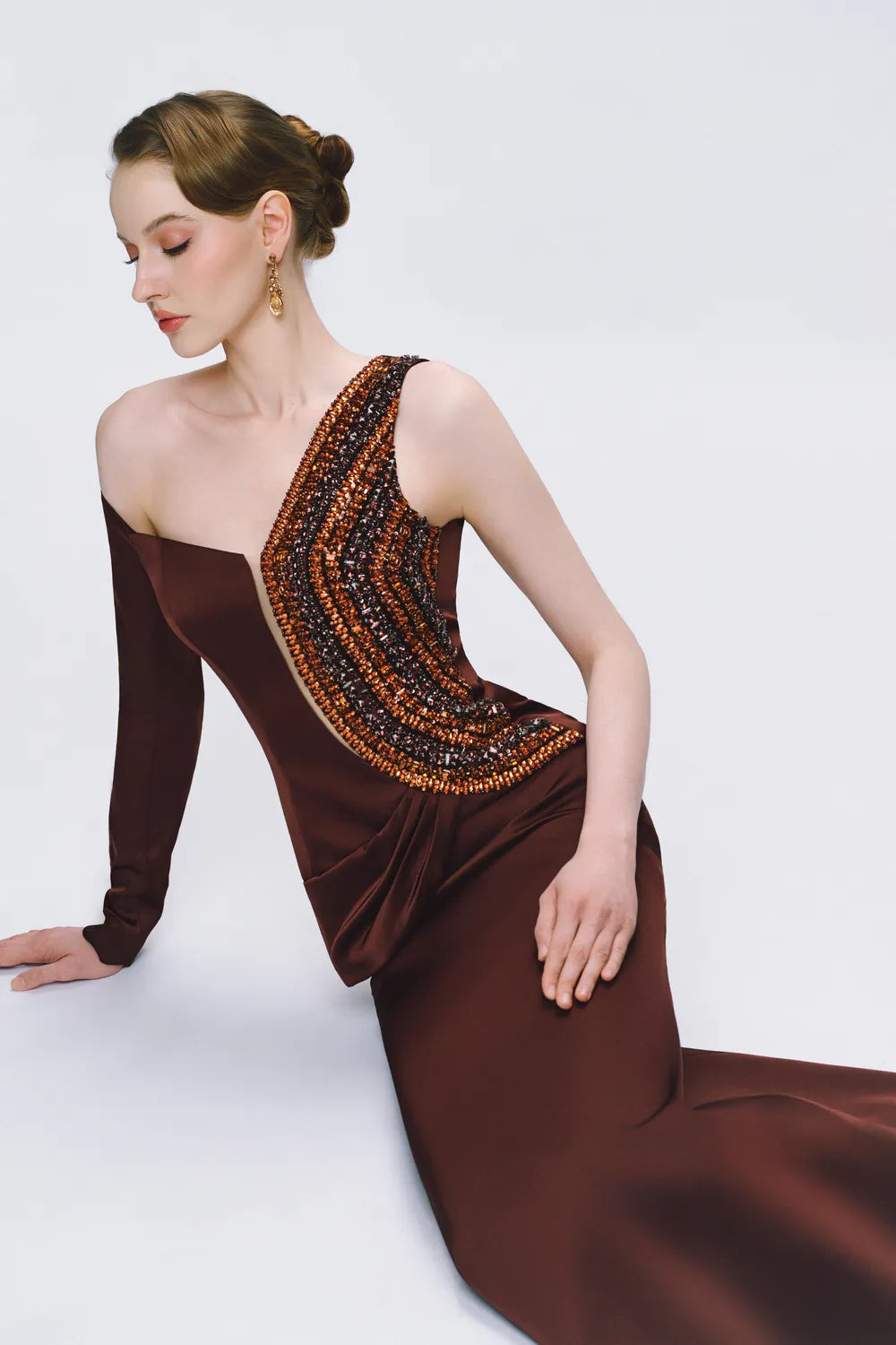 Symmetric Sleeve One Shoulder Dress