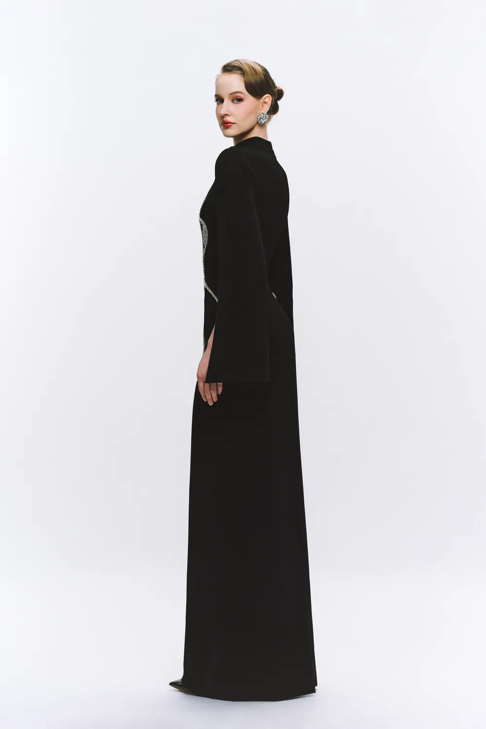 Tear Drop Chest Cut-Out Cape Sleeve Dress