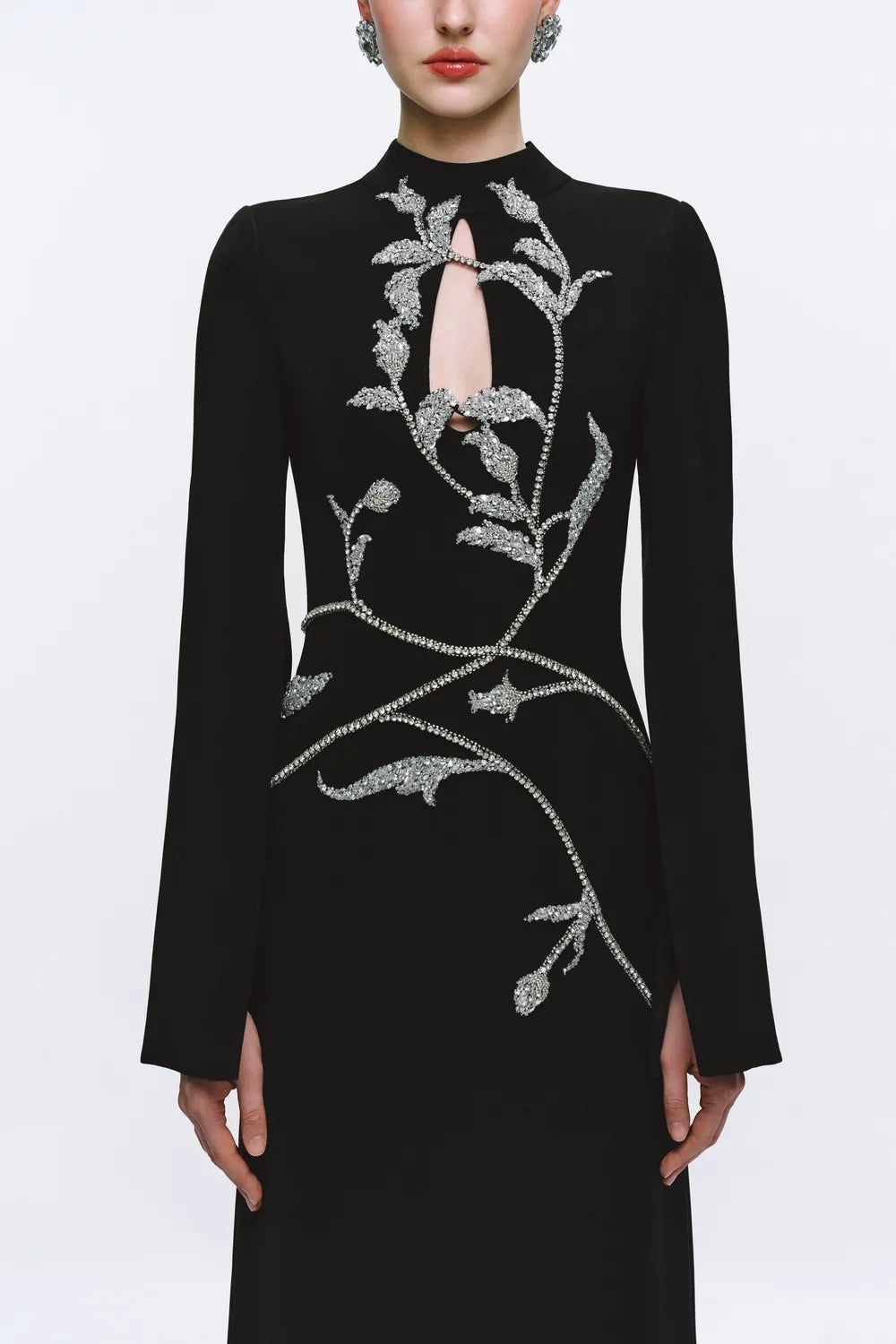 Tear Drop Chest Cut-Out Cape Sleeve Dress