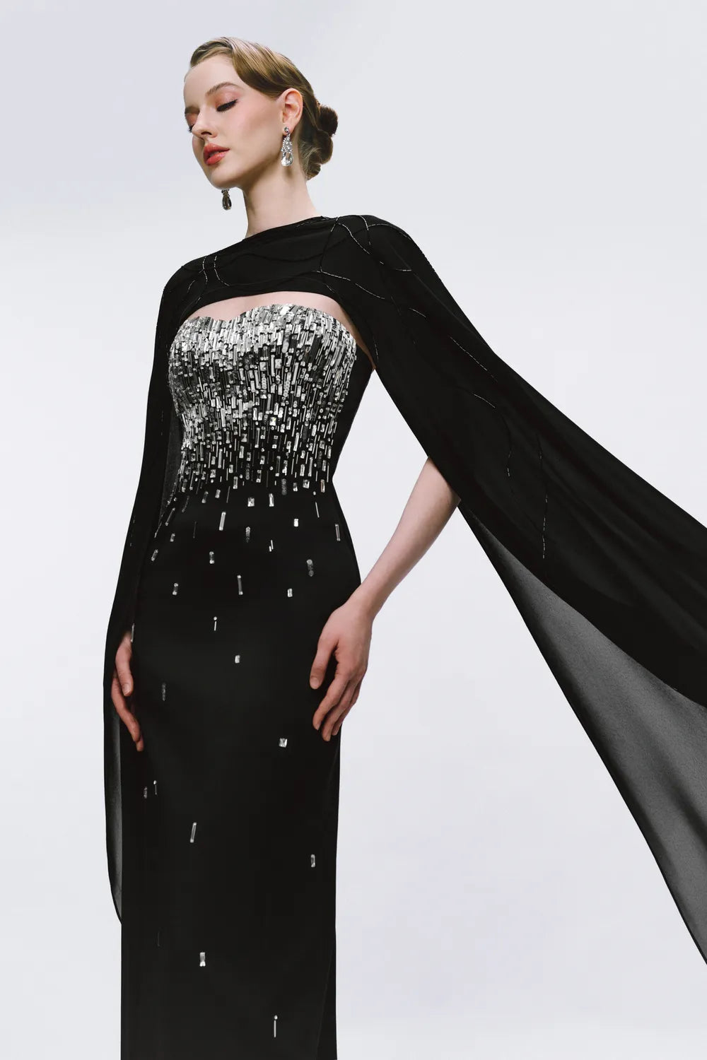 Fallen Embellished Strapless Dress