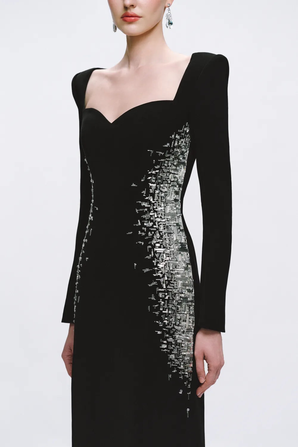 Trapezoid Semi-Heart Chestline Bodyfit Dress