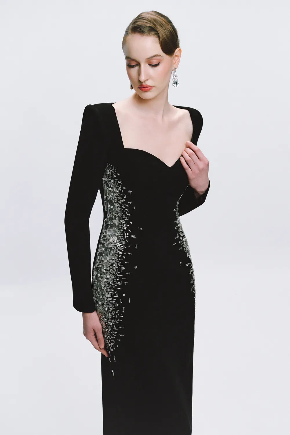 Trapezoid Semi-Heart Chestline Bodyfit Dress