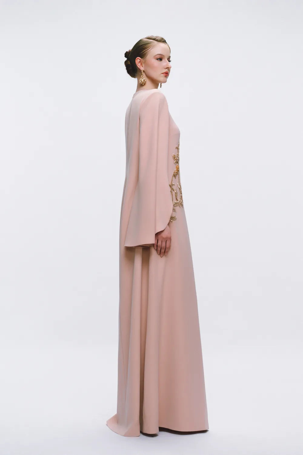 Wavy Sleeve Cuffs Relaxed Dress