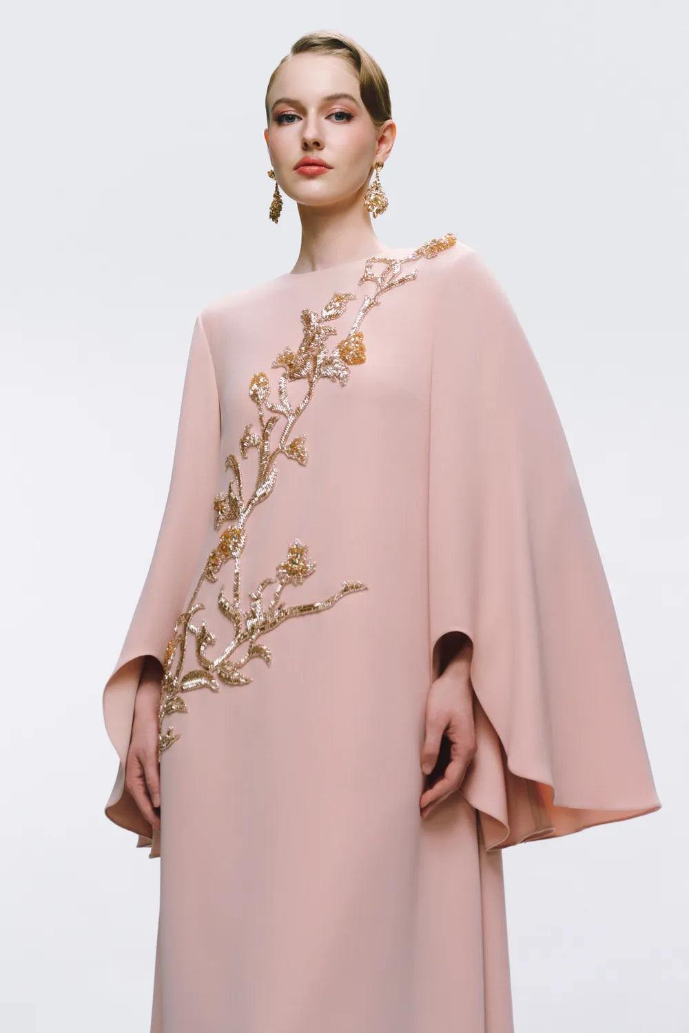 Wavy Sleeve Cuffs Relaxed Dress