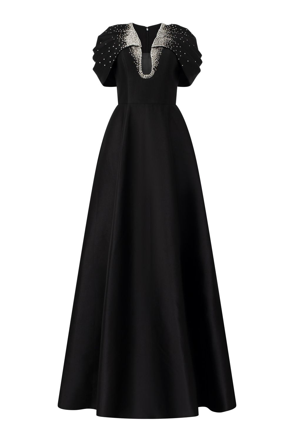 Gathered Cape Shoulder A-Line Dress