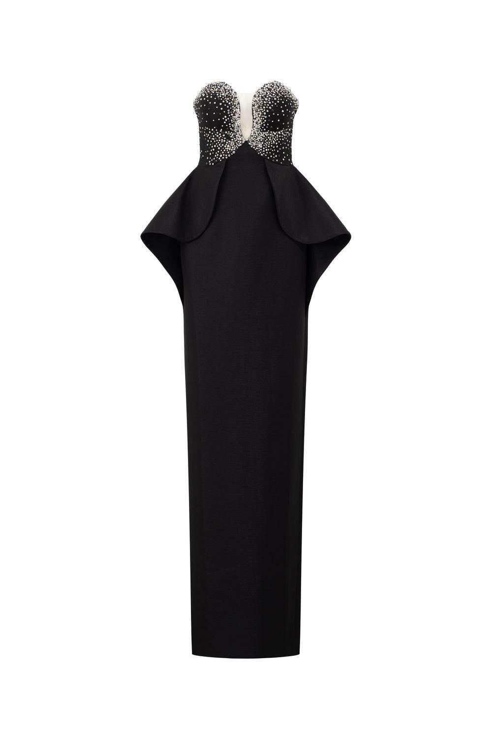 Crystal Strapless Peplum Dress