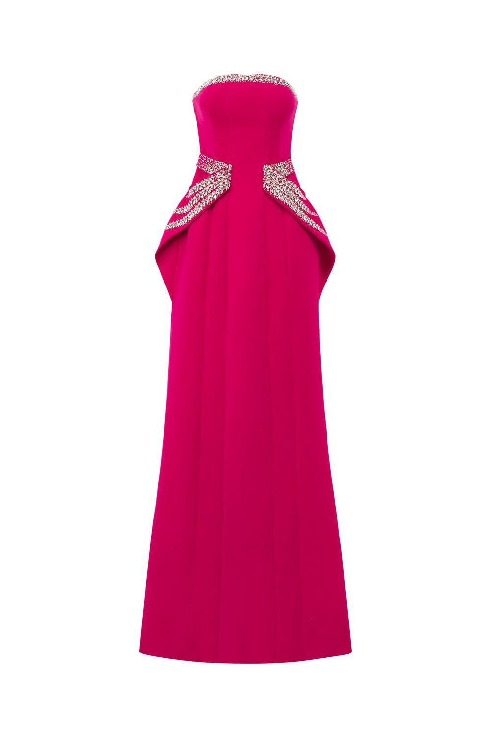 Strapless Flared Hip Flap A-Line Dress