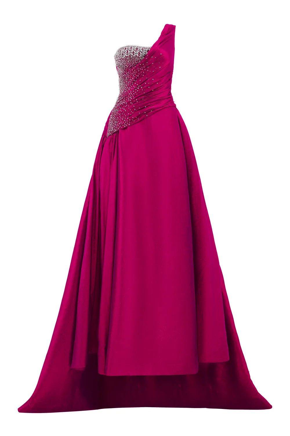 One Side Crystal Embellishment One Shoulder Dress