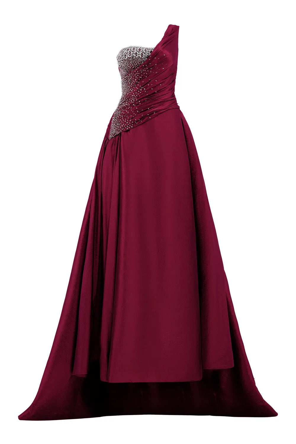 One Side Crystal Embellishment One Shoulder Dress