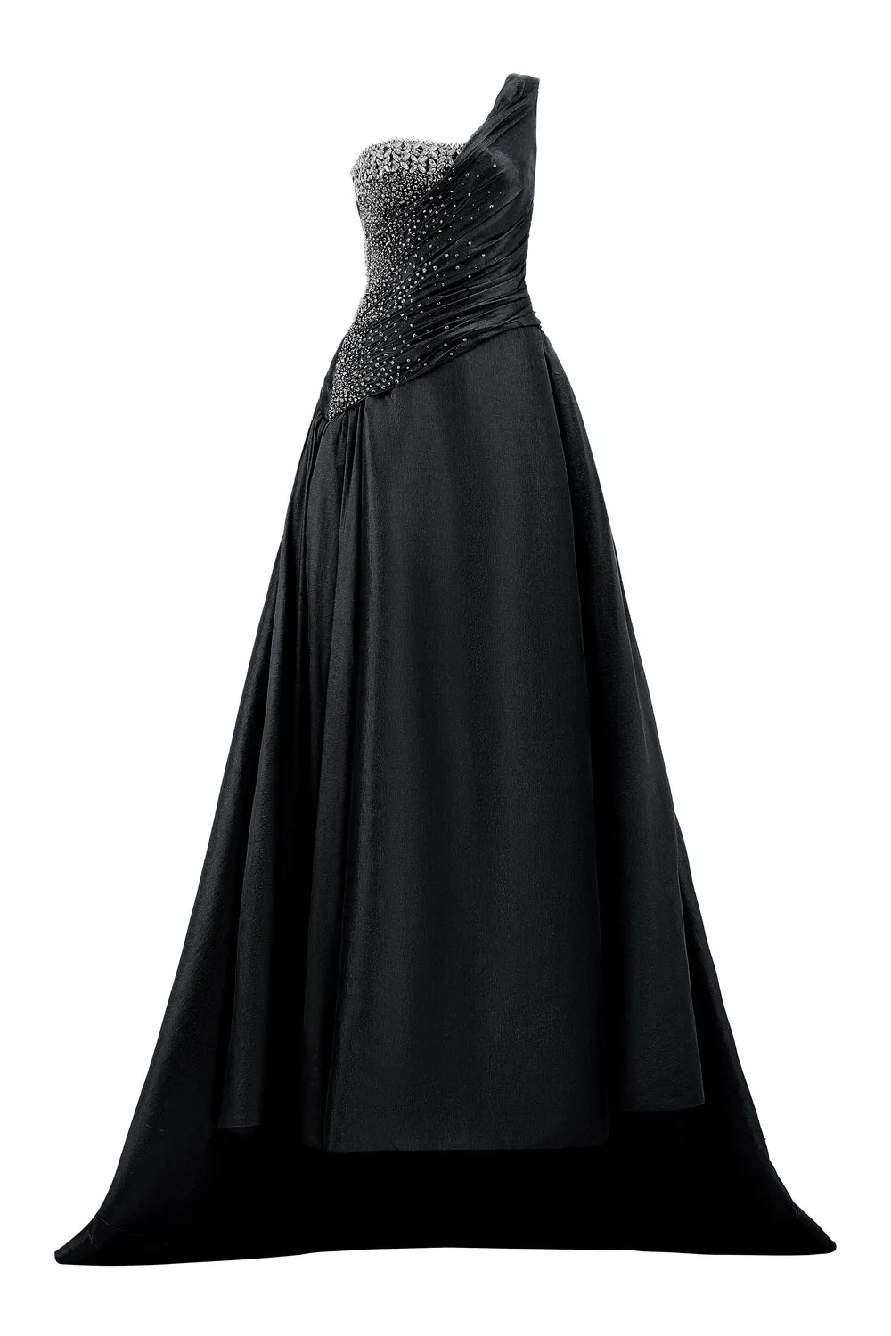 One Side Crystal Embellishment One Shoulder Dress