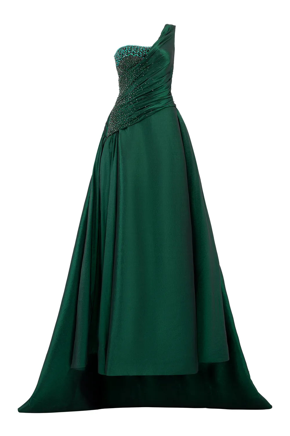 One Side Crystal Embellishment One Shoulder Dress