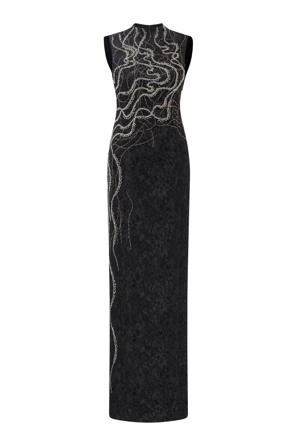 High Neck Crystal Embellished Straight Dress