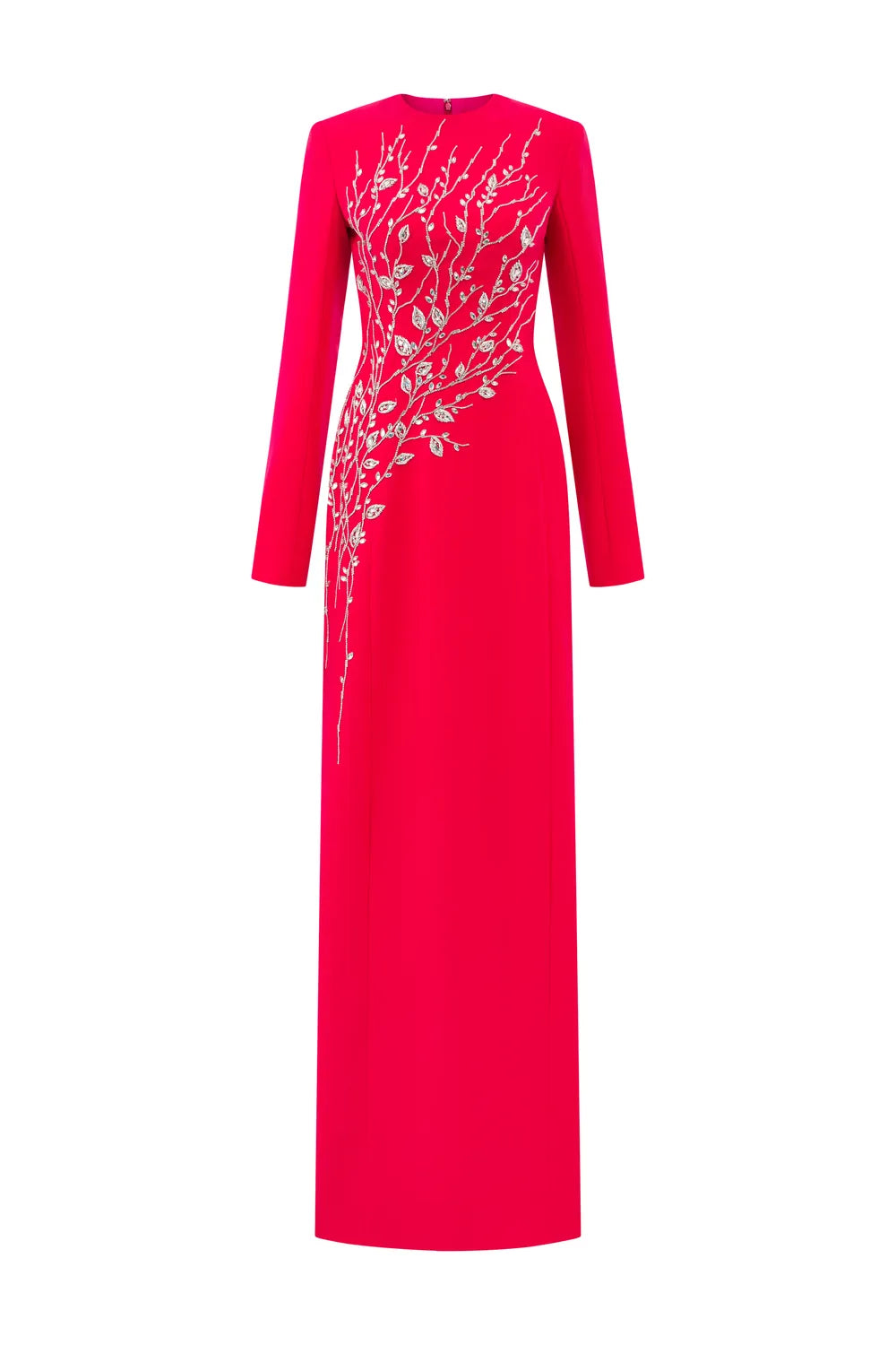 Padded Shoulder Crystal Embellished Straight Dress