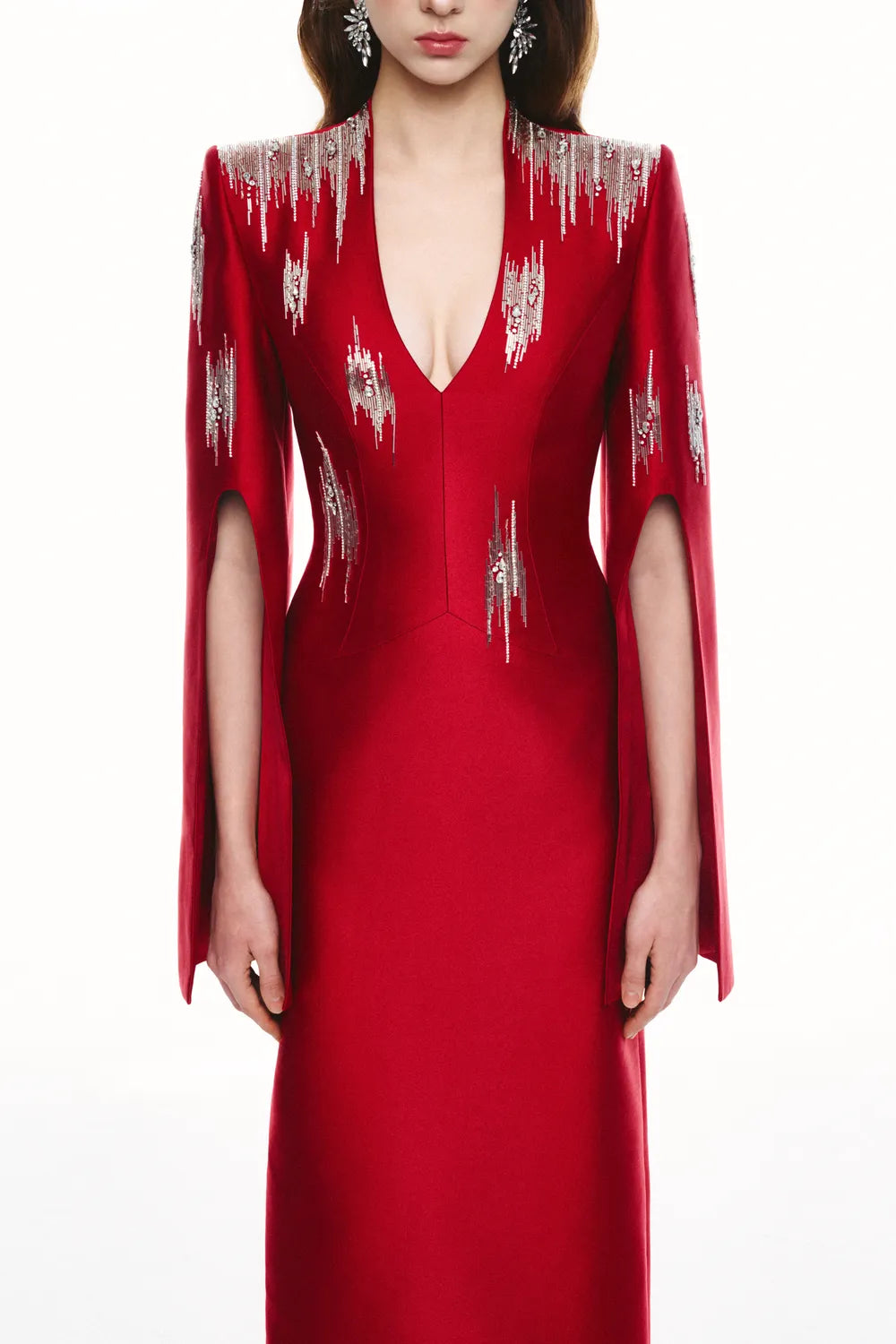 Glitch Crystal And Bead Embellished Straight Dress