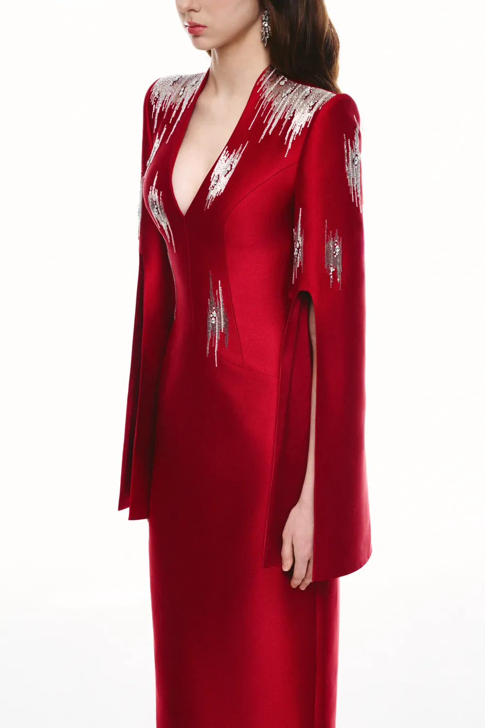 Glitch Crystal And Bead Embellished Straight Dress
