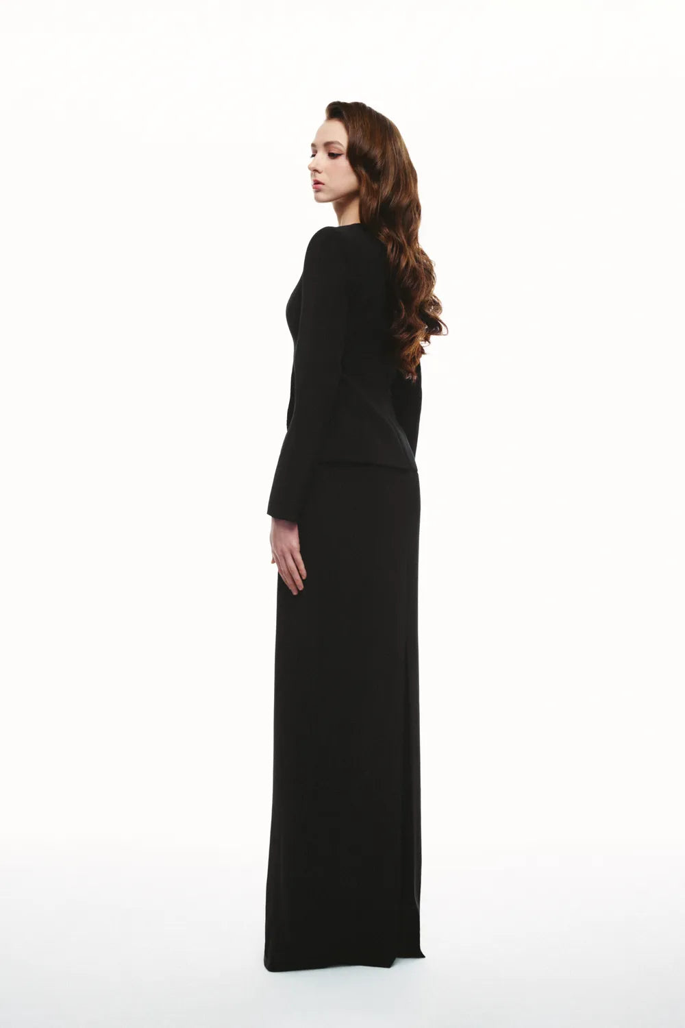 One-Sided Embellished Long Sleeve Dress - TRACY COUTURE