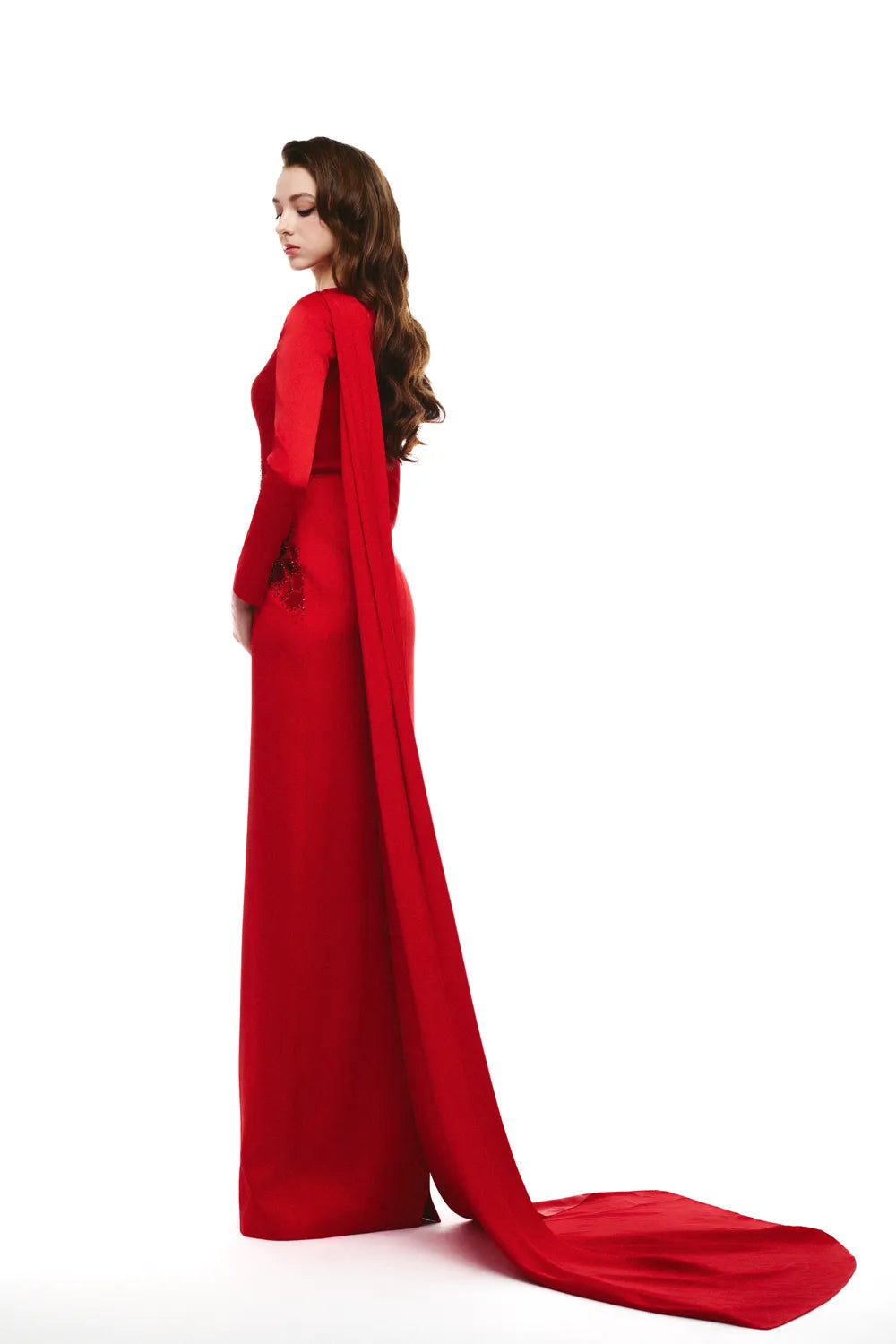 Asymmetric Details Long Back Flap Straight Dress