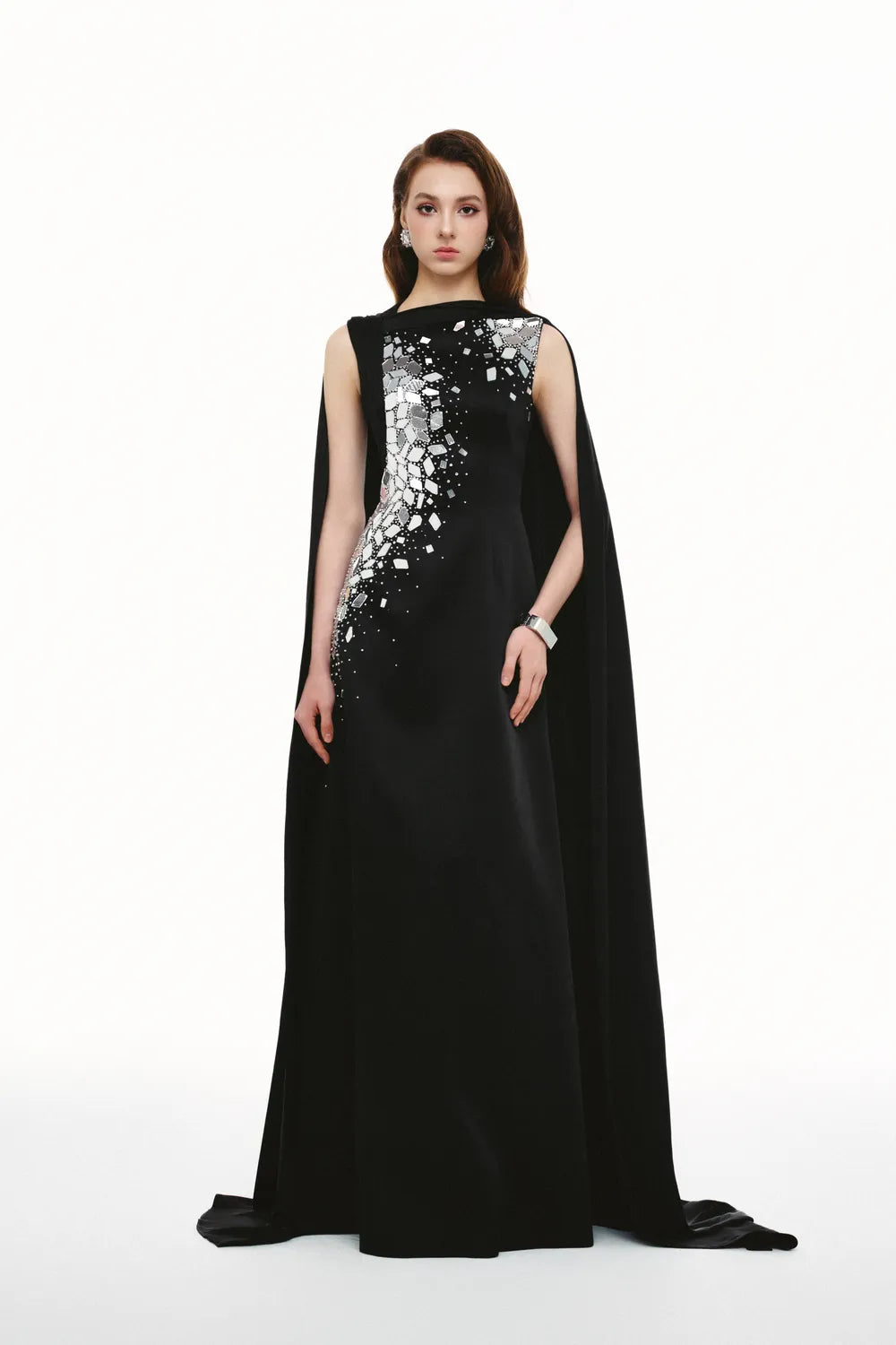 Polygon Crystal Embellished Long Back Flap Dress