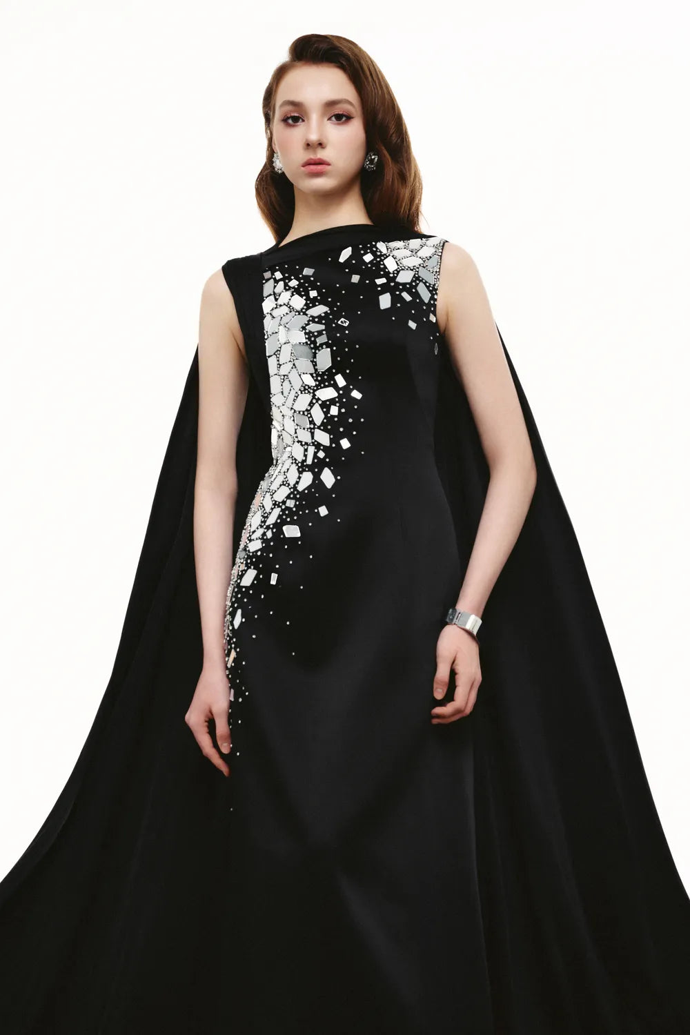 Polygon Crystal Embellished Long Back Flap Dress