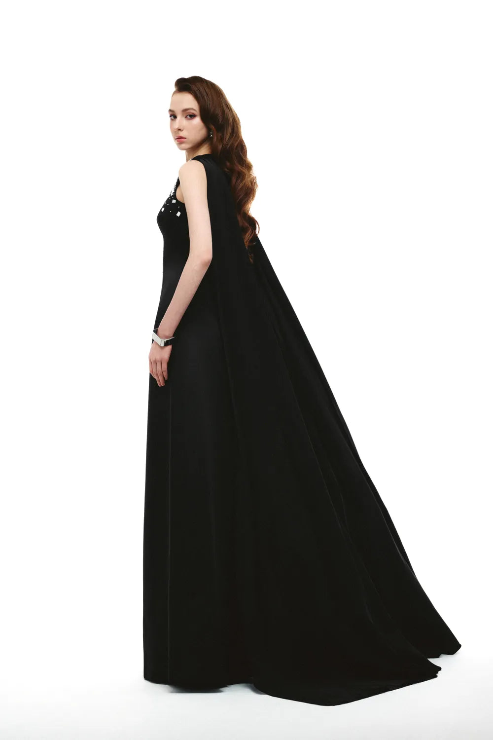 Polygon Crystal Embellished Long Back Flap Dress
