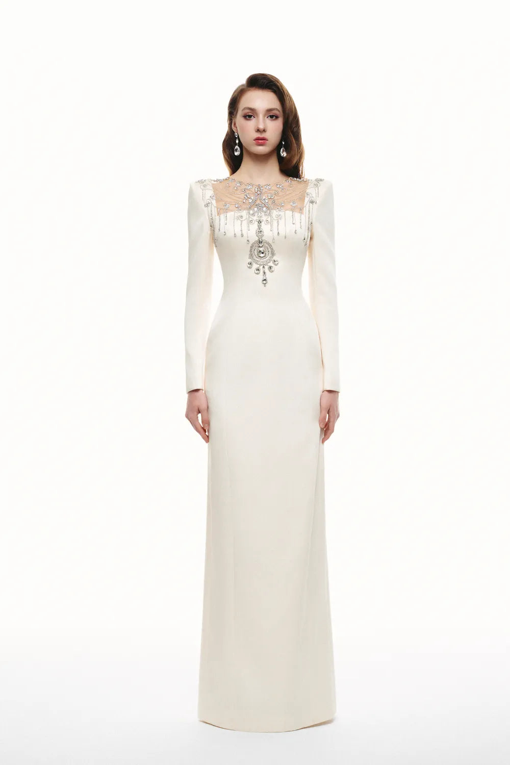 See-Through Square Chest Open Back Straight Dress