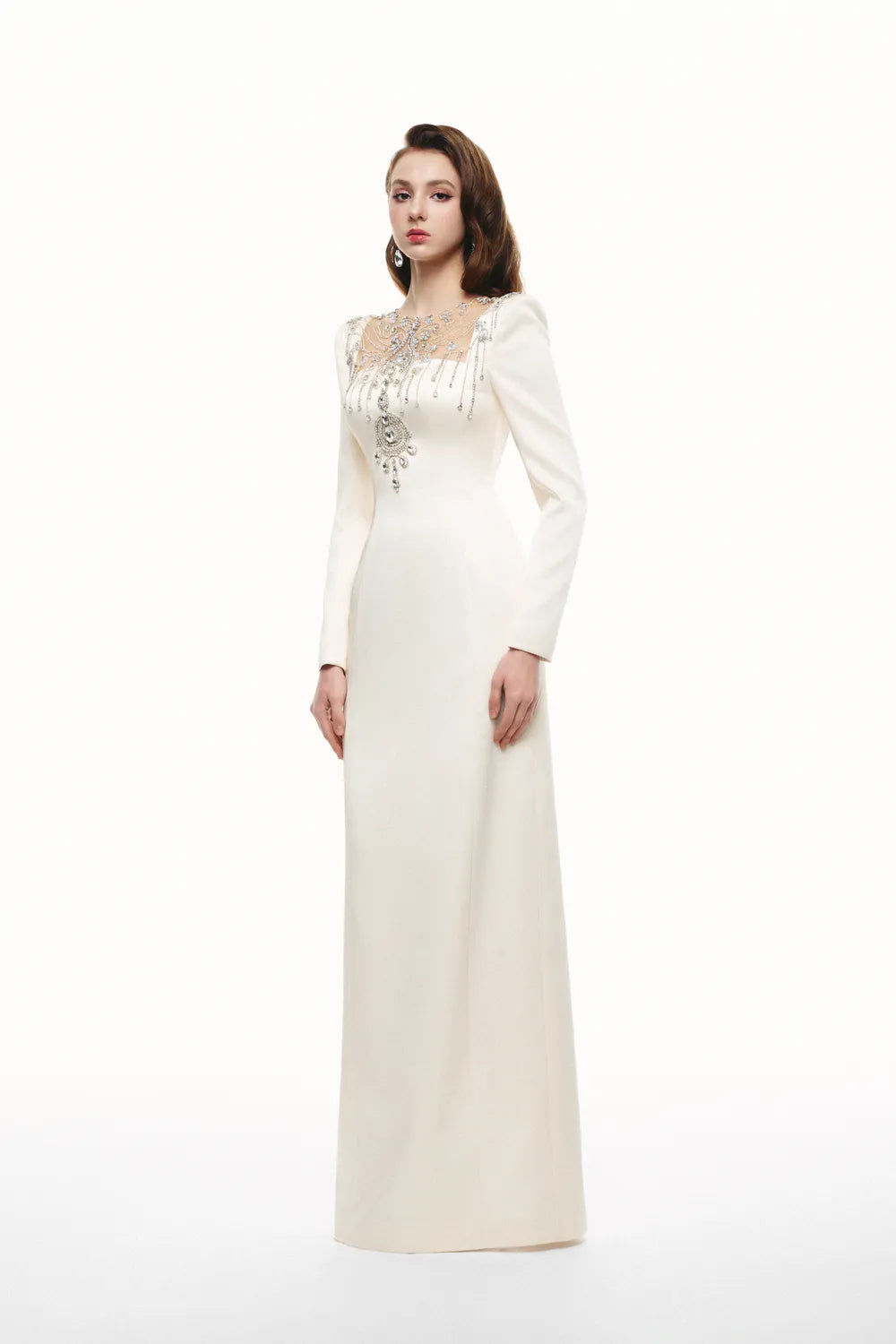 See-Through Square Chest Open Back Straight Dress
