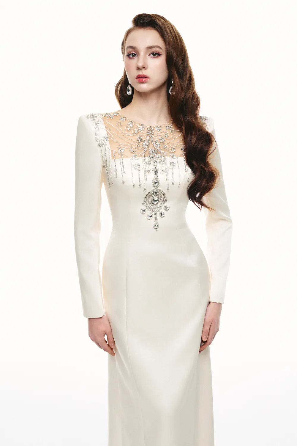 See-Through Square Chest Open Back Straight Dress