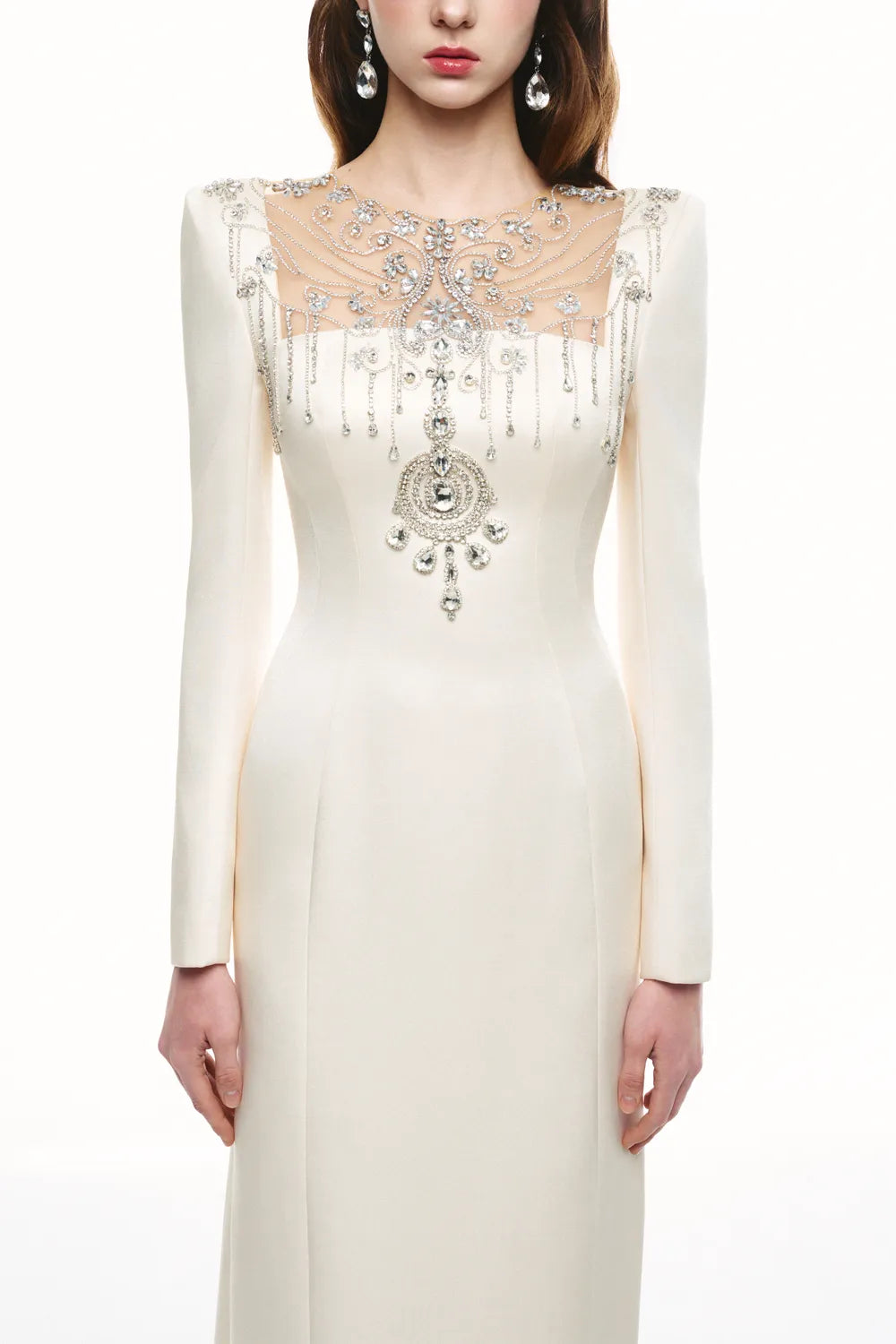 See-Through Square Chest Open Back Straight Dress