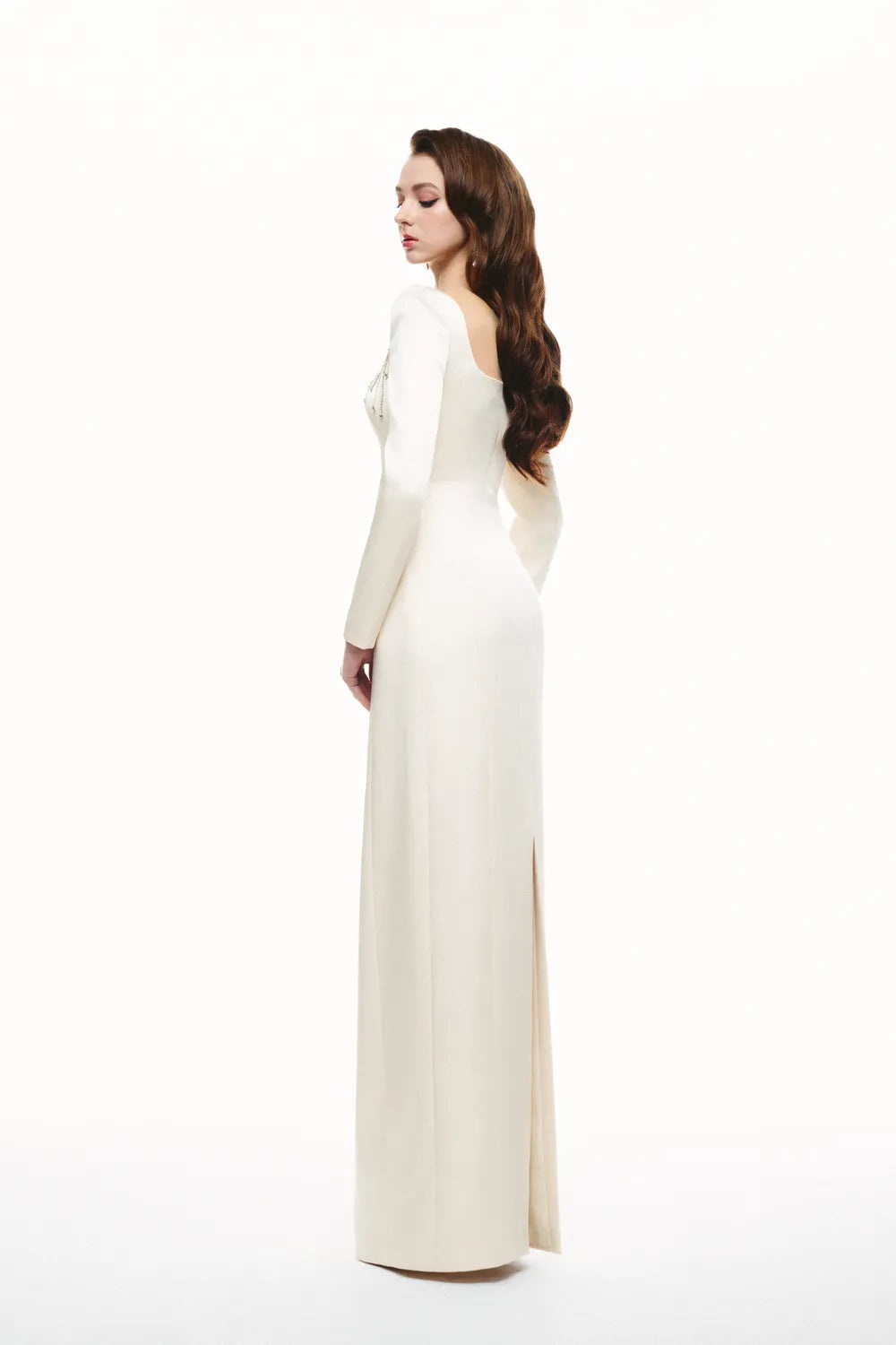 See-Through Square Chest Open Back Straight Dress