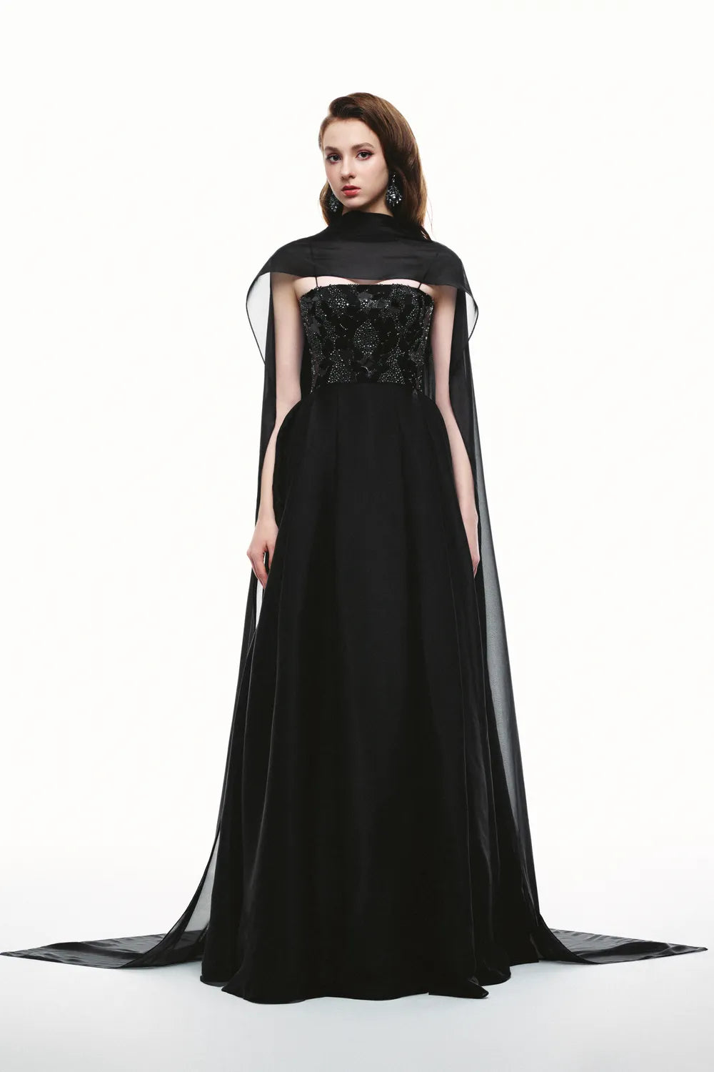 High Neck Flowing Cape Camisole Dress
