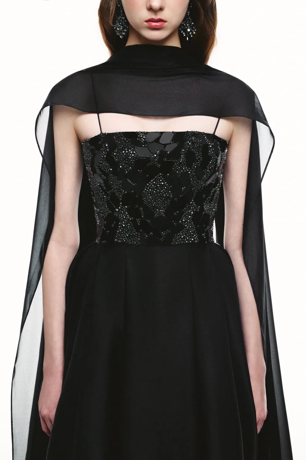 High Neck Flowing Cape Camisole Dress