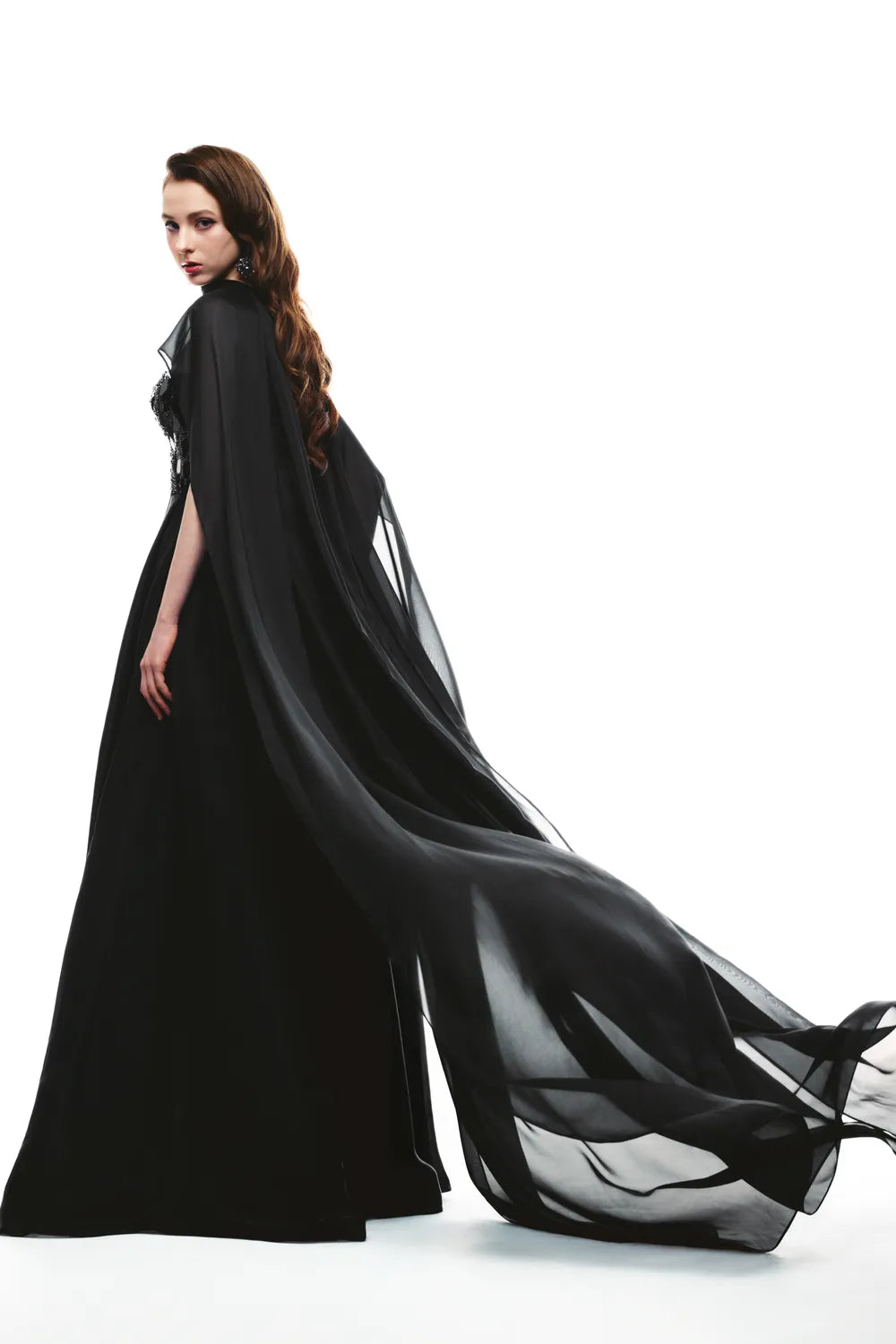 High Neck Flowing Cape Camisole Dress